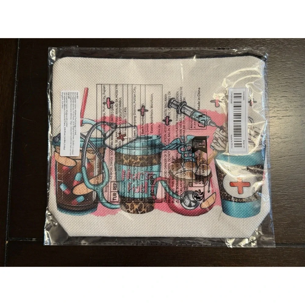 Nurse Inspired Design Accessory Bag with Stethoscope & Coffee Zip Closure